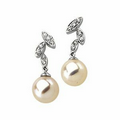14K White Gold 7mm Freshwater Cultured Pearl and 1/10 CTW Diamond Earrings